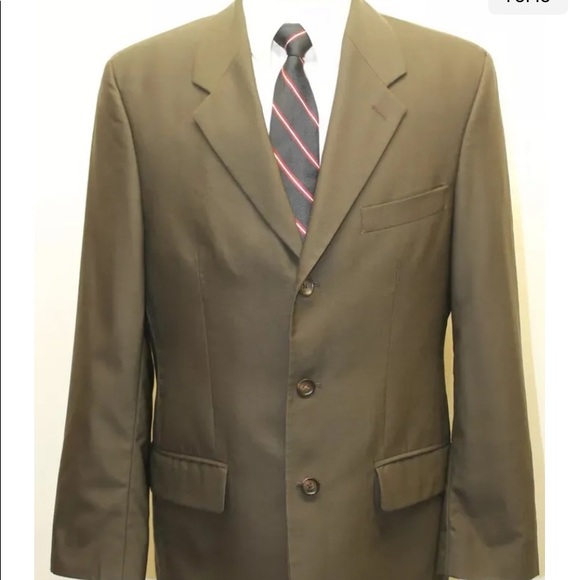 Chaps Ralph Lauren Men Dark Brown Pure Wool Made In Canada 3 Button 40R Blazer - Picture 2 of 10